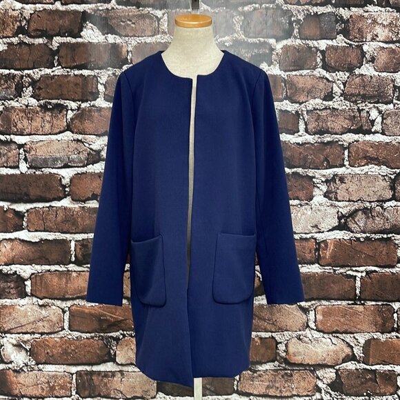Harlowe & Graham Cardigan Jacket Open Front Blue Size Medium M - Picture 5 of 17